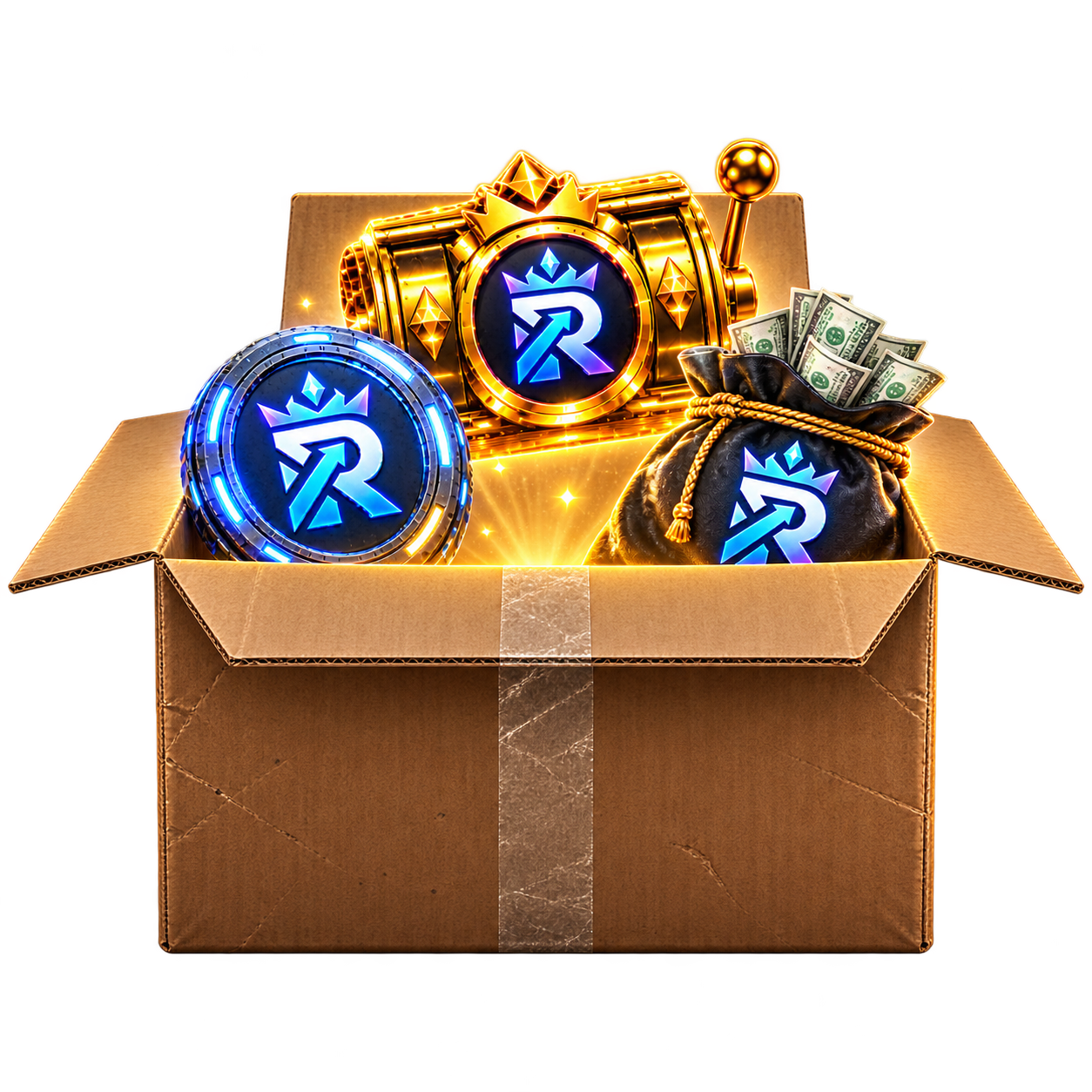 Rankify Mystery Box with branded Tokens and glowing rewards